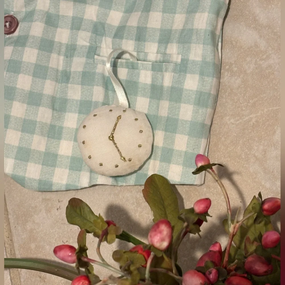 🐰Meri Meri Dusty Mint Gingham 2-Piece Bunny Costume Vest & Ears Set O/S